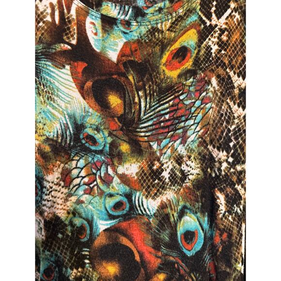 Grace Elements Sx XL Peacock Print Asymmetrical Tunic - Picture 2 of 5